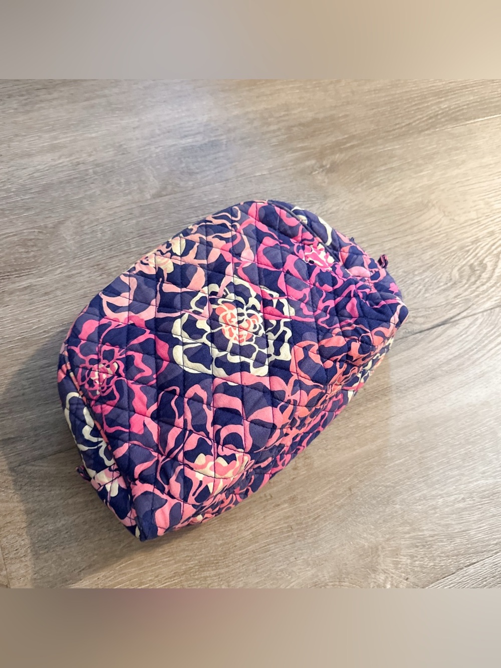 Vera Bradley Katilina Pink Floral Cosmetic Pouch - Navy & Pink - Discontinued